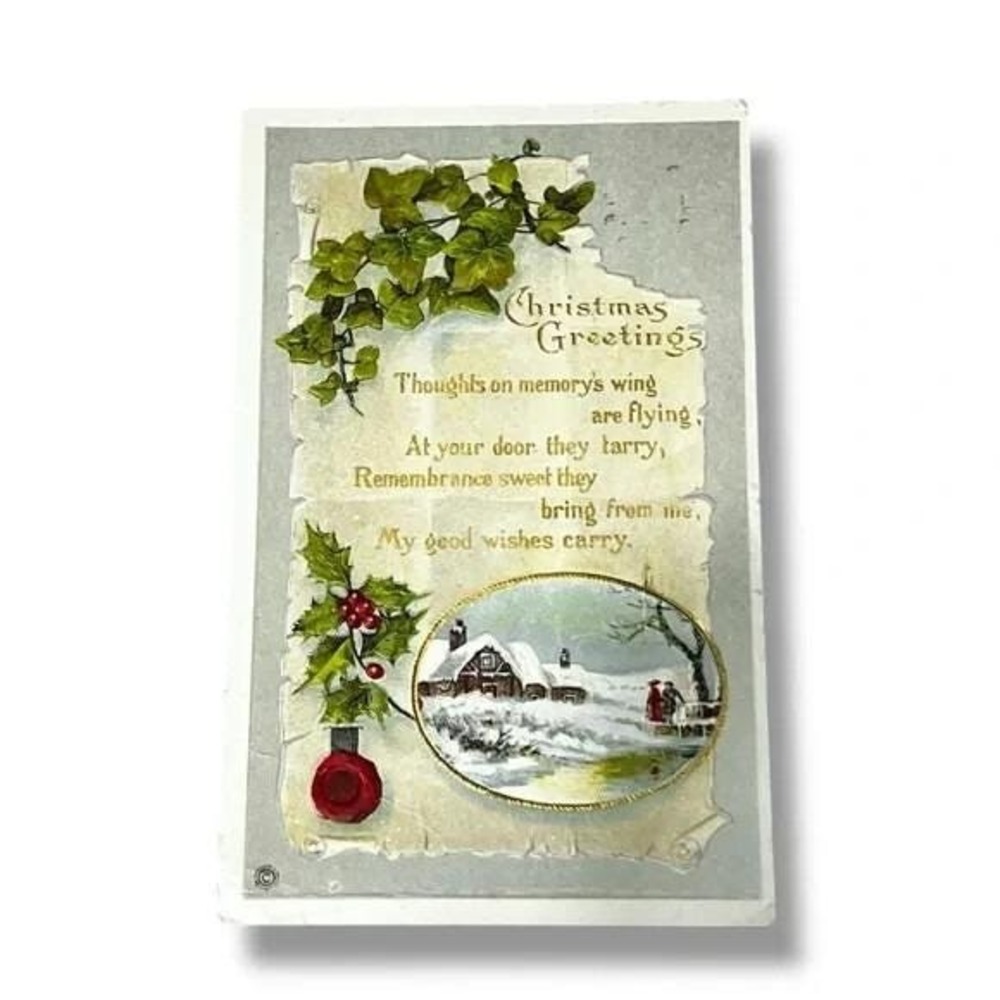 Postcard Christmas Greetings c1920 Divided Back Comfort Advertising Card C262